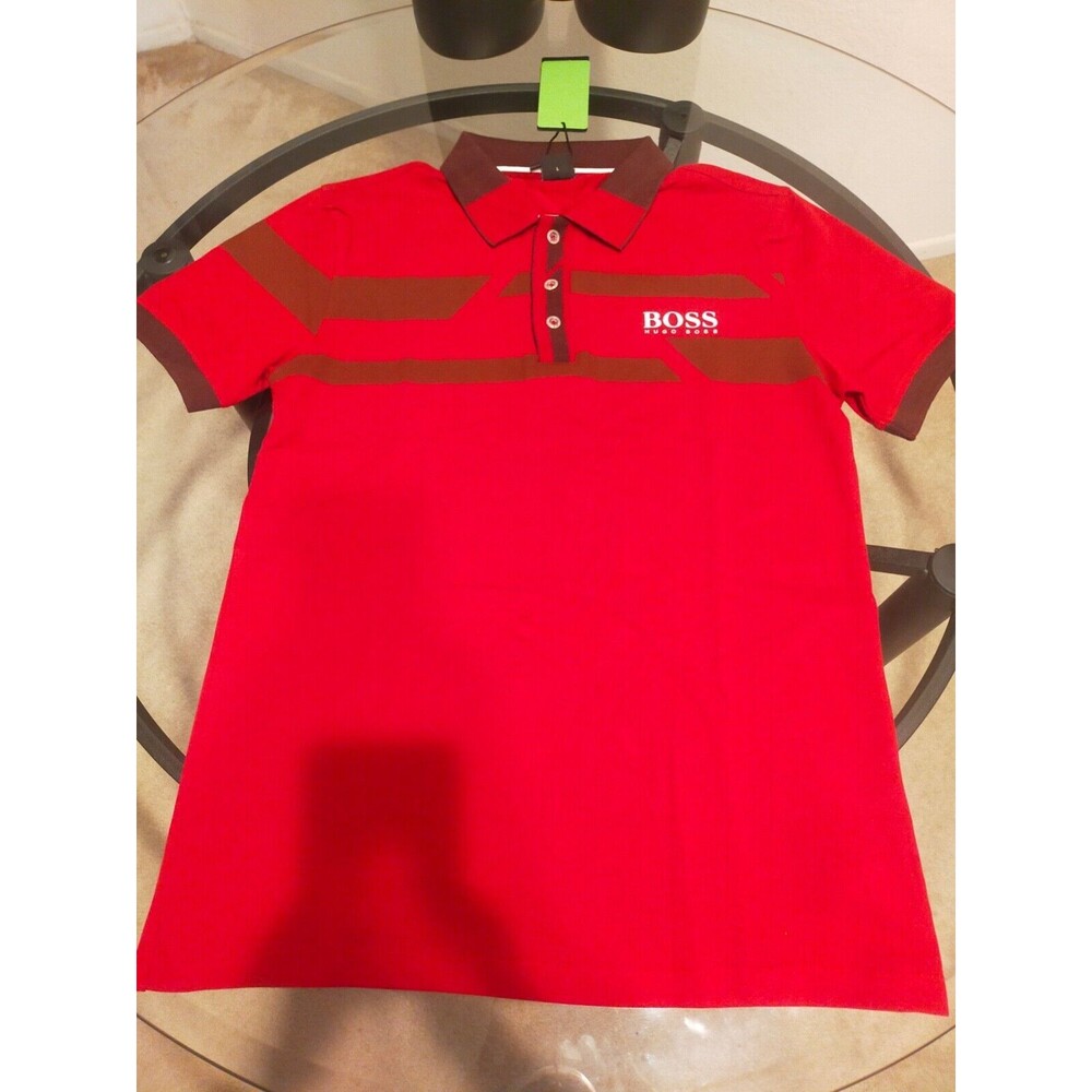 Hugo Boss Red Short Sleeve Polo T-Shirt Size Large NWT